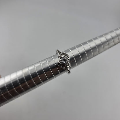 Sterling Silver Ring  925 Size 6.75 White Colorless Stone