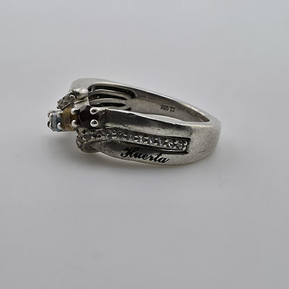 Sterling Silver 925 Huerta Multi Stone Ring CZ Accent Band Size 5 Vintage