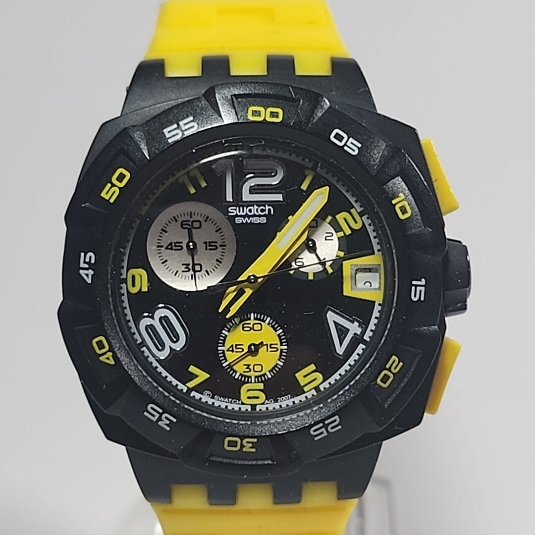 Swatch Chrono YELLOW HEAD SUIB401 - near mint condition WORKING
