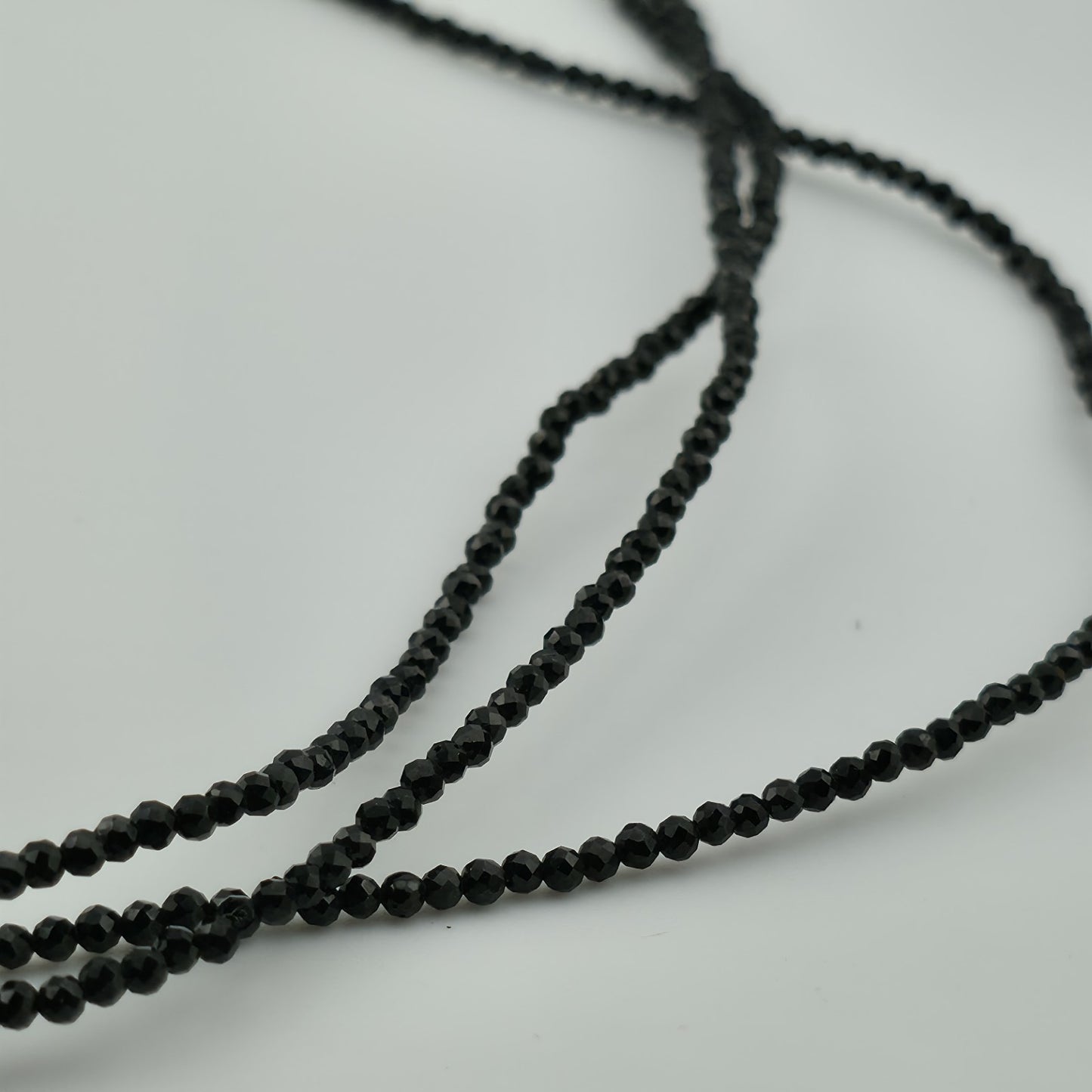 Thai Black Spinel Bead Necklace 3-Layer Necklace in 925 Sterling 18 in 55 ctw