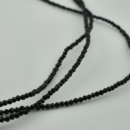 Thai Black Spinel Bead Necklace 3-Layer Necklace in 925 Sterling 18 in 55 ctw