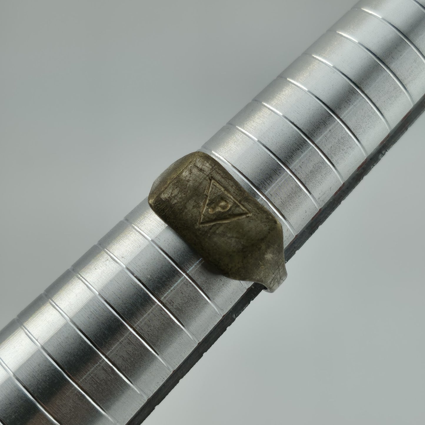WWII Poland “P” Signet Ring Brass Size 10 Heavy Wear Wartime Military Jewelry