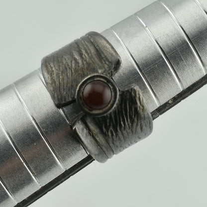 Sterling Silver Ring 925 Tapered Band Size 8 Red Stone Vintage Gothic