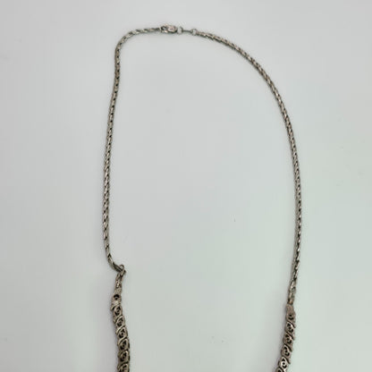 925 Sterling Silver Heng Ngai Necklace Genuine Diamond 1/2 Ct V Shape Vintage
