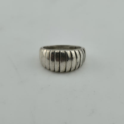 Cellini Ring Sterling Silver Domed Lines Ribbed 925 Size 7.75 Band Ring Vintage