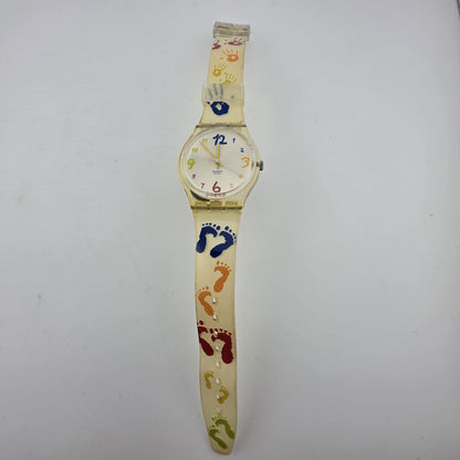 Swatch Watch SAUTE MOUTON Watch GK384 Foot Hand Print crayon 2002 New Battery