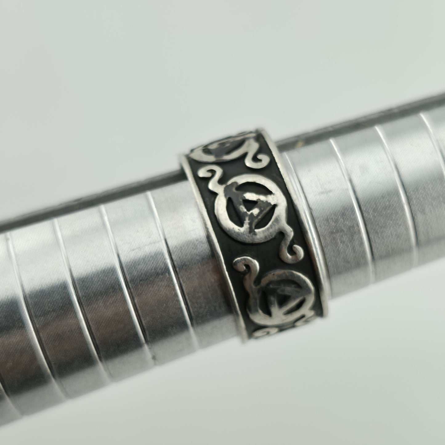 Vintage Sterling Silver Ring Native Mexico Size 8.5