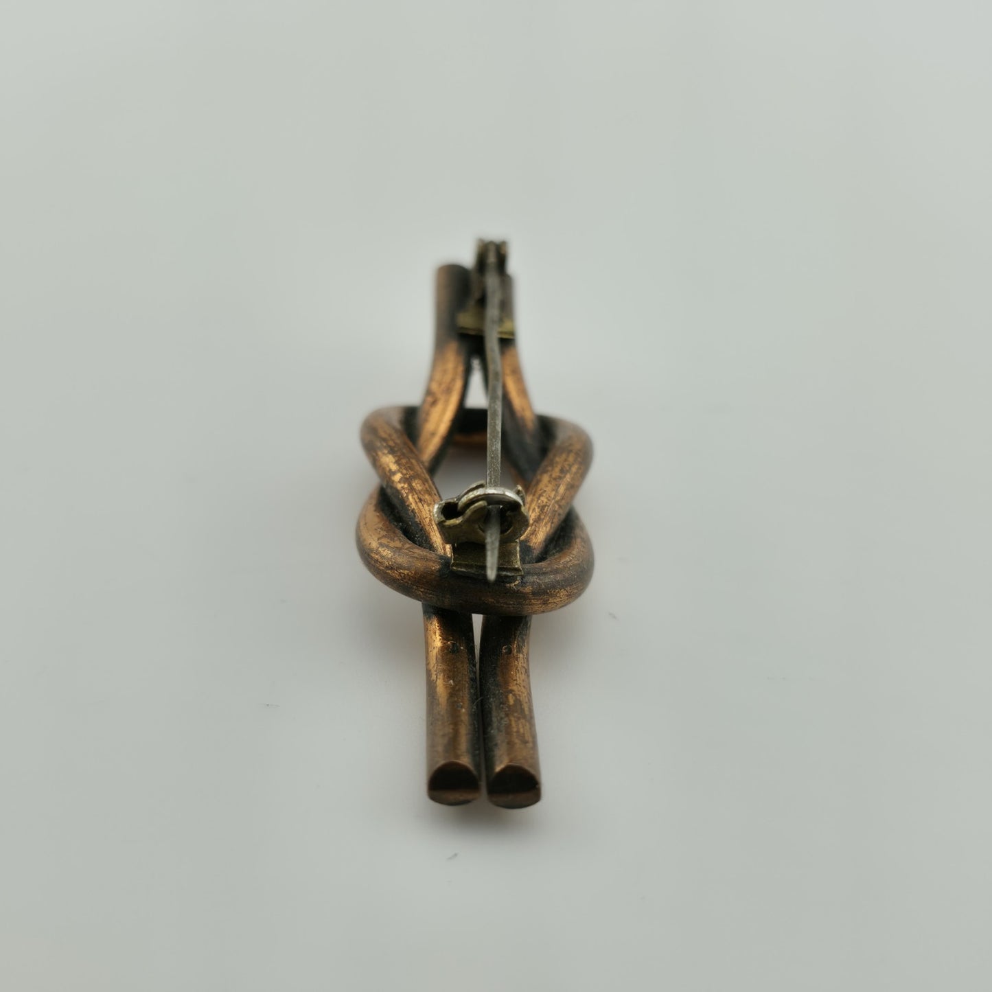 VINTAGE BROOCH PIN Knot  ARTISAN LARGE BRONZE ABSTRACT SCULPTURE MODERNIST  2"