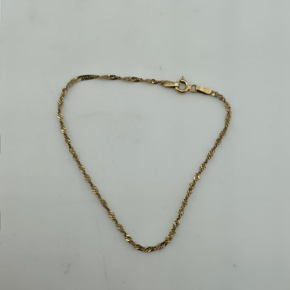 14K Yellow Gold Singapore Chain Bracelet  ITALY 1.8mm 7" Vintage
