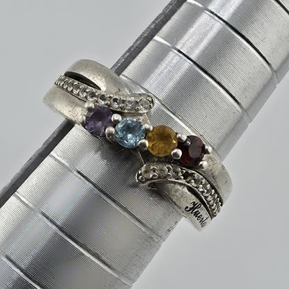 Sterling Silver 925 Huerta Multi Stone Ring CZ Accent Band Size 5 Vintage