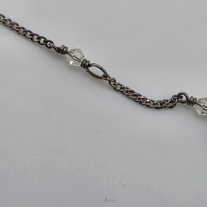 sterling silver Necklace 16 Inches Yellow Glass Beads Vintage