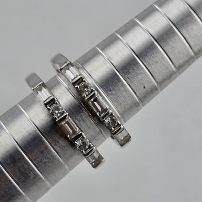 Estate Baguette & Round Colorless Stone Wedding Band  Stack Incomplete Sz 7.5