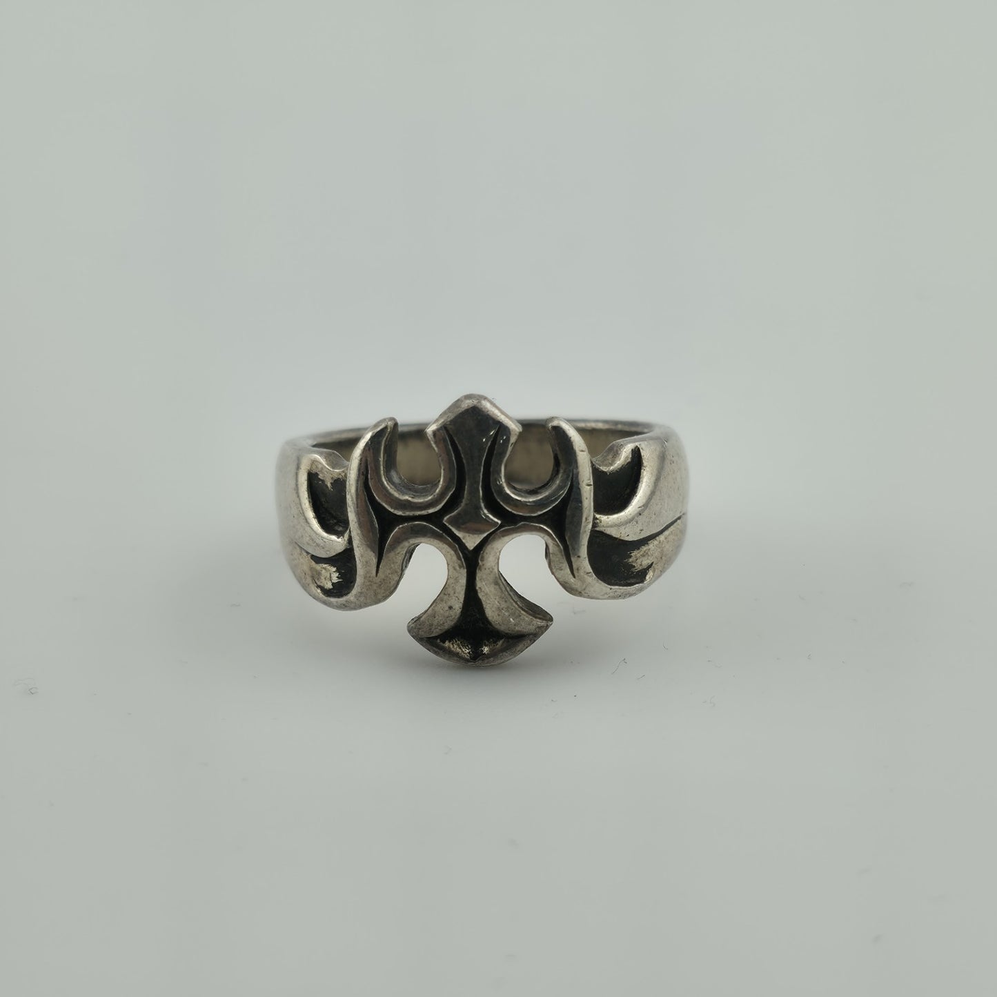 Sterling Silver Ring Gothic Cross Religious  Heavy 10g Size 9.75 Vintage Punk