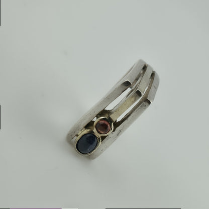 Sterling Silver Ring Mid-Century contemporary Artisan Minimalist Square Stack 8