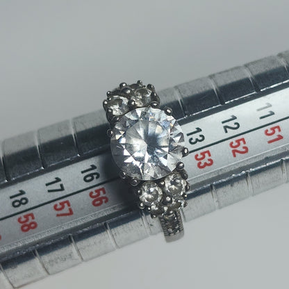 925 Sterling Silver Round Center Statement Cocktail Ring Size 7 Elegant Jewelry