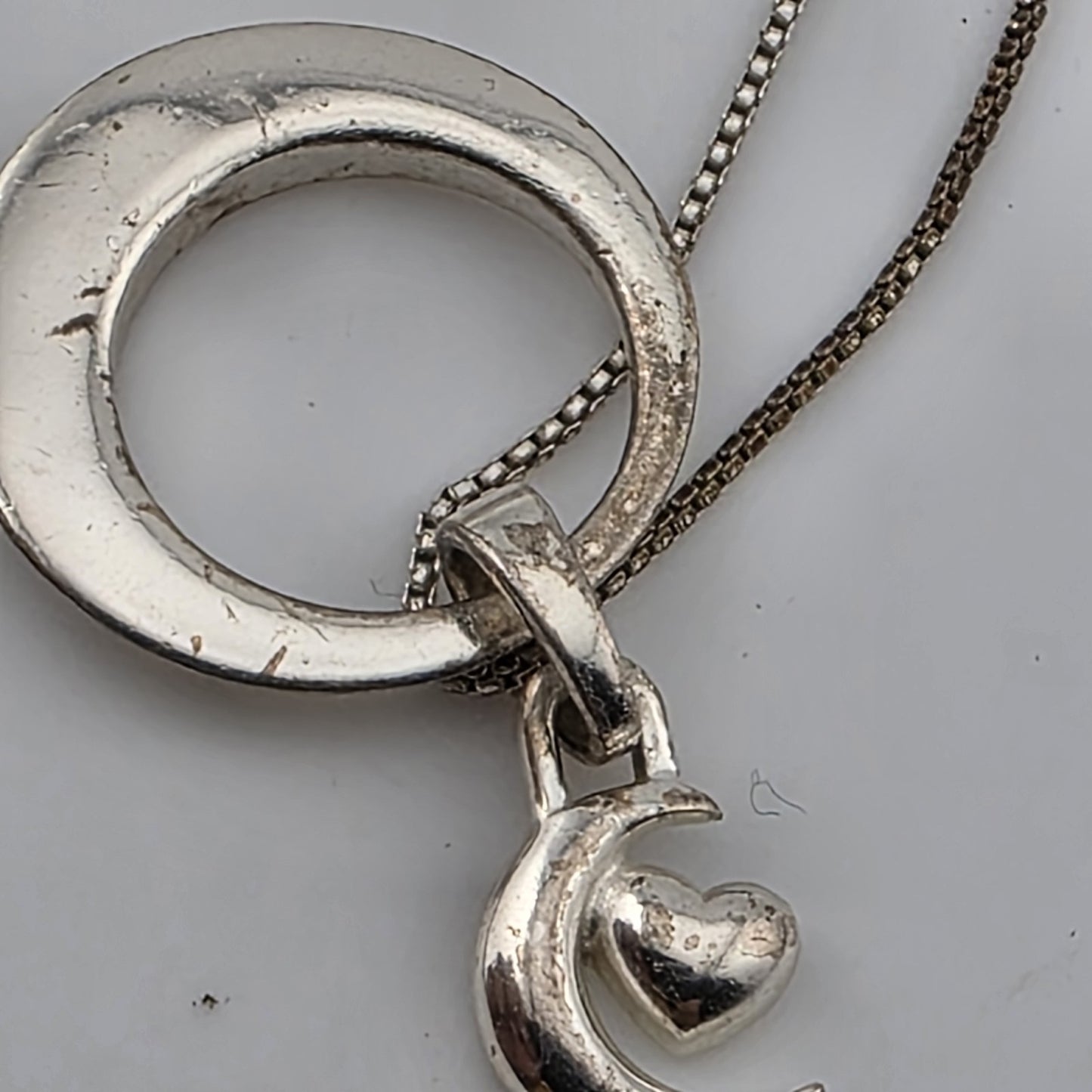 I Love You To The Moon and Back Necklace 925 Sterling Silver Heart Swirl Patina