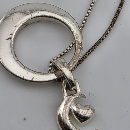 I Love You To The Moon and Back Necklace 925 Sterling Silver Heart Swirl Patina