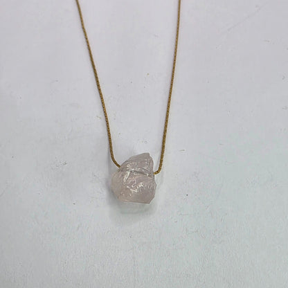 Necklace 14K Gold Over Brass GF Raw Quartz Pendant SIZE 14" Cute Dainty Jewelry