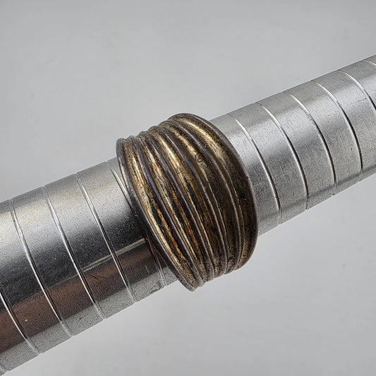 STERLING SILVER Ring 925 Dome ridge BAND Modernist Patina Vintage 11