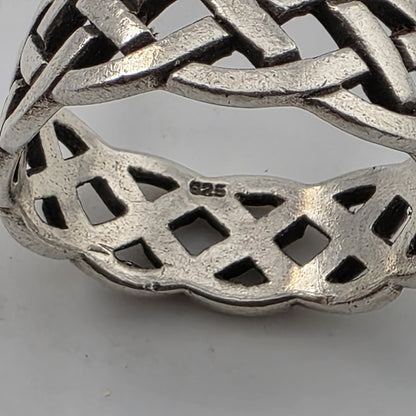 Celtic Tribal Band Ring Solid Sterling Silver 925 Size 14.5