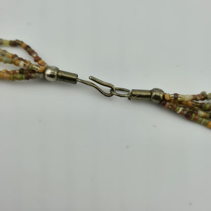 Necklace Artisan Mix Media Beaded Art Glass Earthy Boho 30" 1950s Vintage