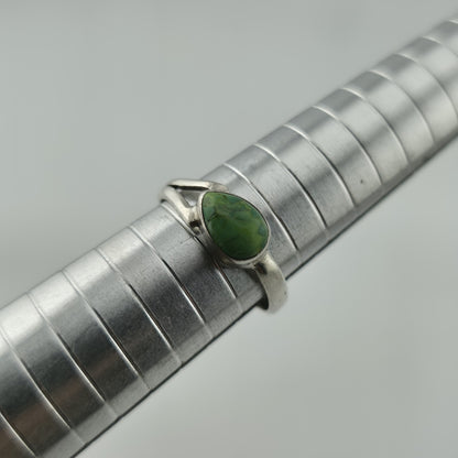 Sterling Silver Green Turquoise Ring Size 8.75 Vintage Style Natural Stone Statement Ring