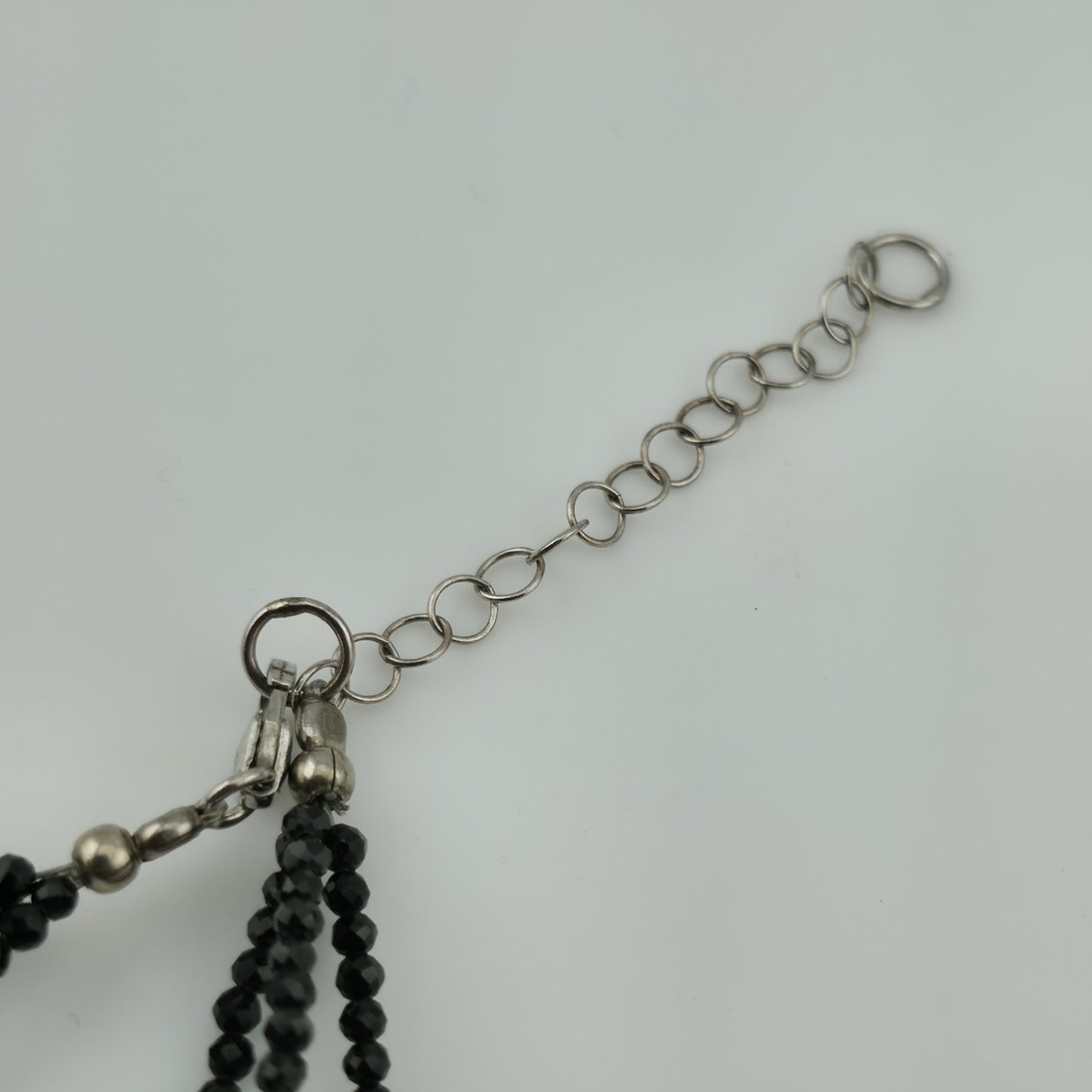 Thai Black Spinel Bead Necklace 3-Layer Necklace in 925 Sterling 18 in 55 ctw