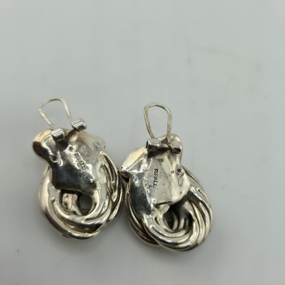 Israel Earrings Electro Form Sterling Silver 925 Puff Vintage Patina Abstract