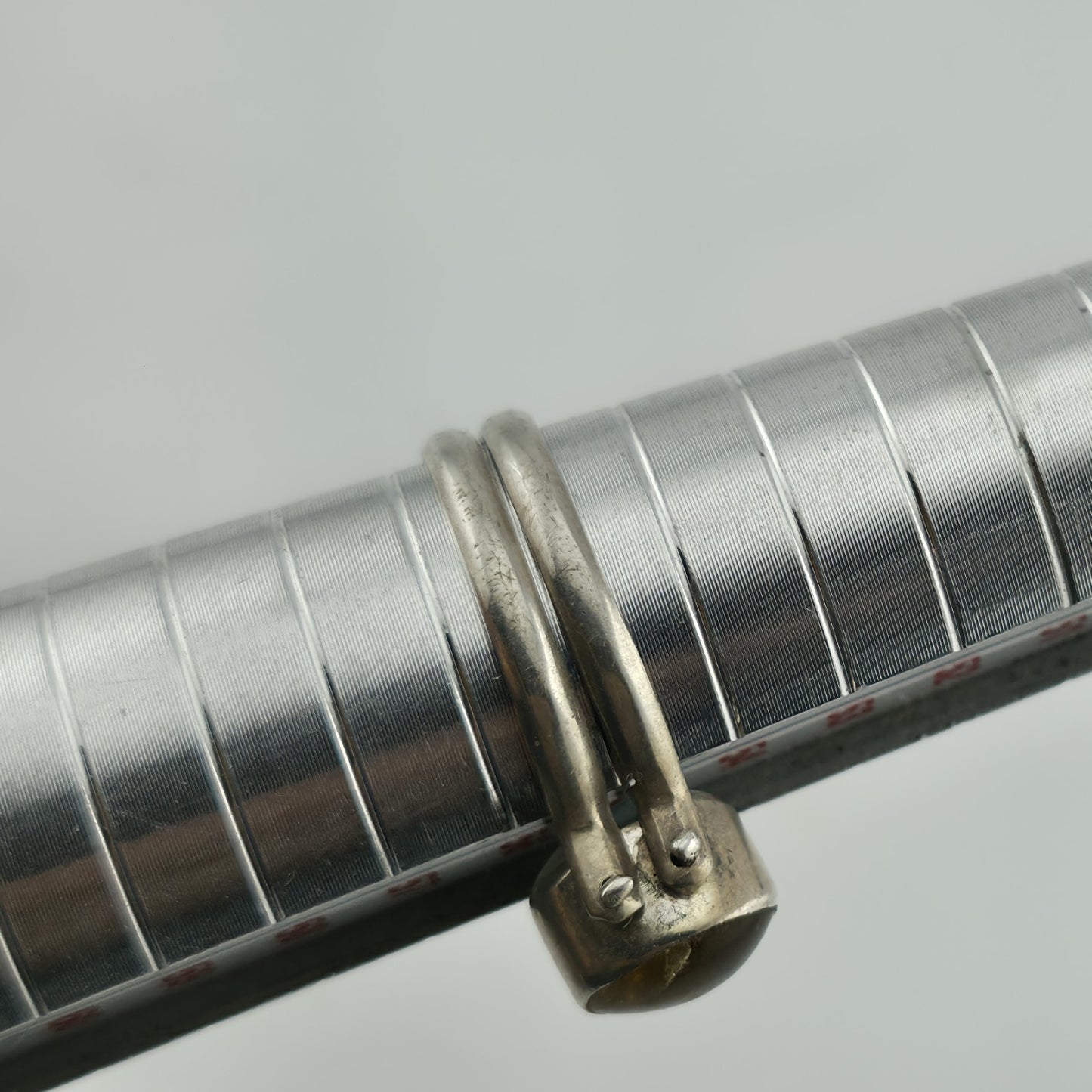 sterling Silver Ring two in one Golden Honey Amber Sky Blue Larimar size 7.5