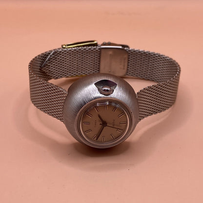Timex Electric Domed Watch Women 30mm Silver Tone Mesh Band New Battery Vintage