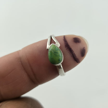 Sterling Silver Green Turquoise Ring Size 8.75 Vintage Style Natural Stone Statement Ring