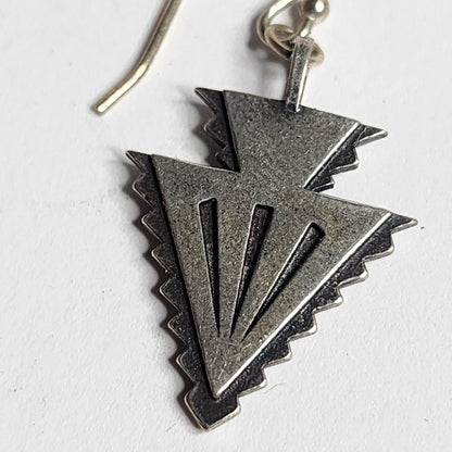 925 Sterling Silver Earrings Arrow Heads Tested Native American Jewelry