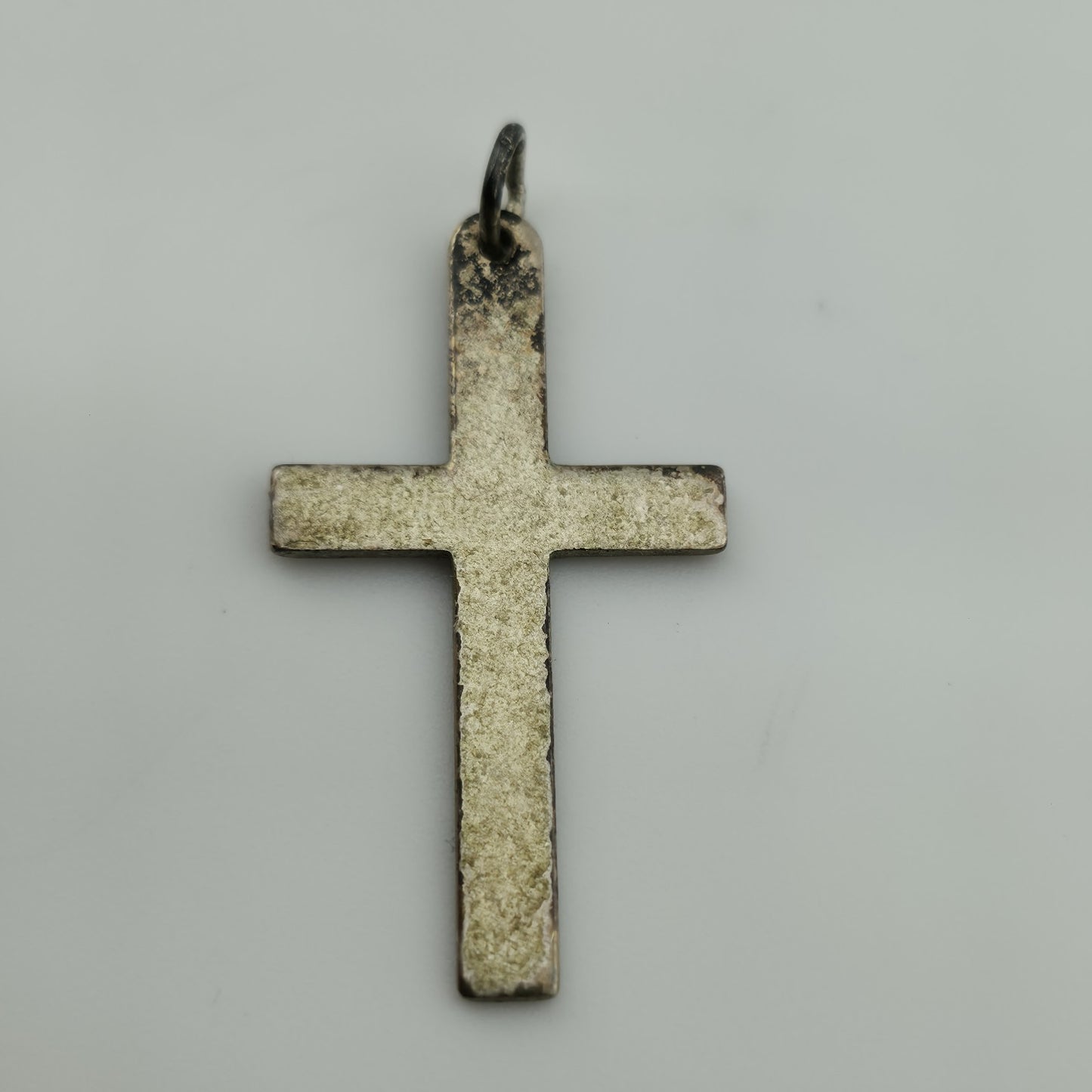 STERLING SILVER CROSS PENDANT ENGRAVED Abstract 925 Christianity Catholic Patina
