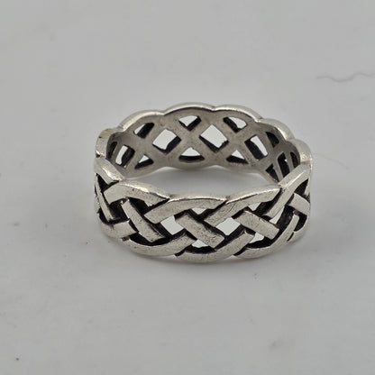 Celtic Tribal Band Ring Solid Sterling Silver 925 Size 14.5