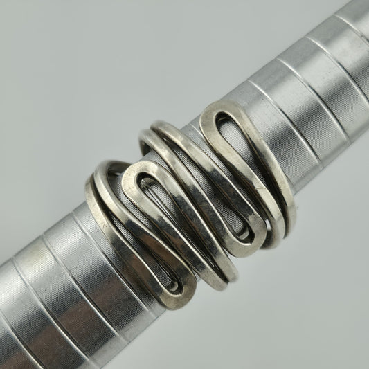 MAZE Ring Sterling Silver Bold MODERN Abstract Loop Wide Art Deco 925 Size 8