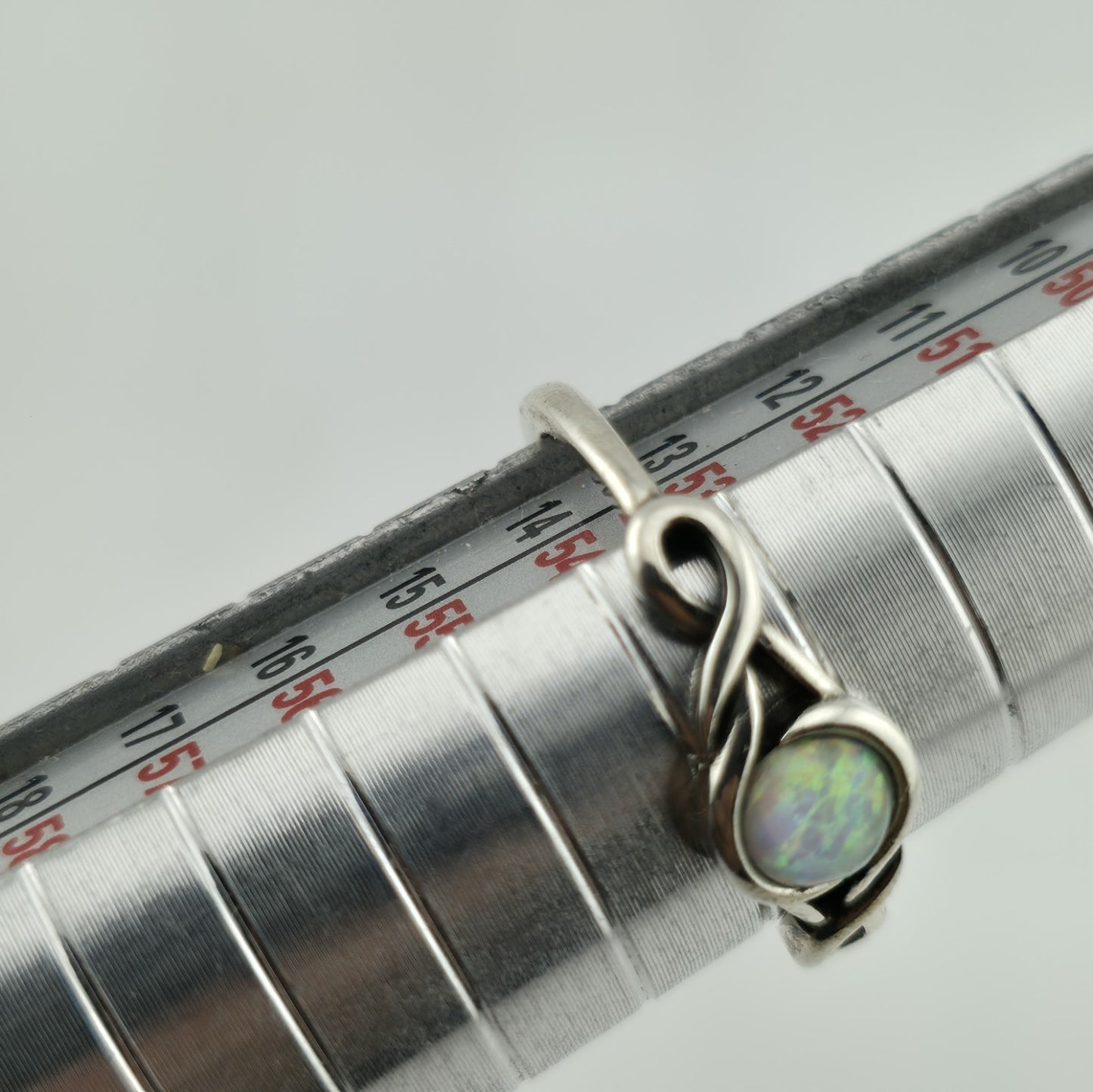 White Lab Opal Oxidized Infinity Celtic Knot 925 Sterling Silver Ring Sizes 6.5