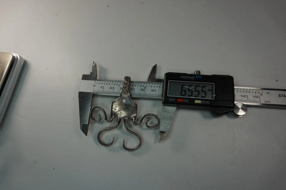 Hand Made Silverware Pendant 925 Sterling Silver Abstract Art 23.5g Vintage Fork