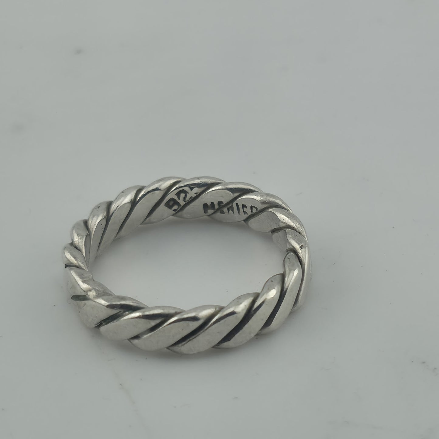 Vintage Mexico 925 Sterling Silver Twisted Rope Band Ring Size 7