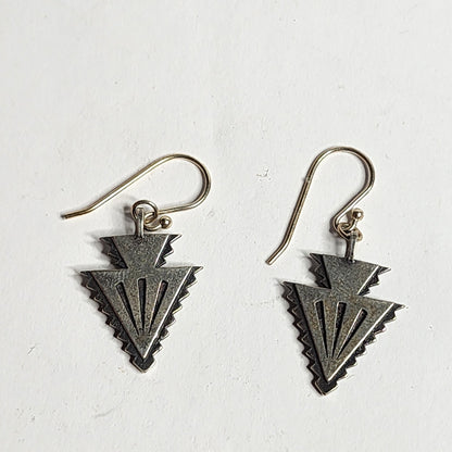925 Sterling Silver Earrings Arrow Heads Tested Native American Jewelry