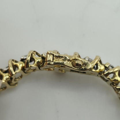 14k Yellow Gold 1.50CT Round Cut Diamond "S" Link S Figure Tennis Bracelet 7"