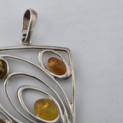 Baltic Amber Stone 925 Sterling Silver Pendants 30mm x 30mm MCM Vibes