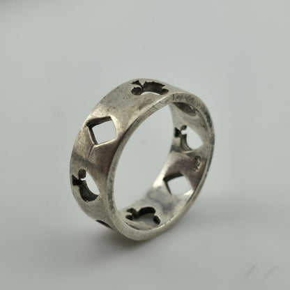 925 Sterling Silver Ring Ace of Spades Hearts Diamonds poker Casino Openwork