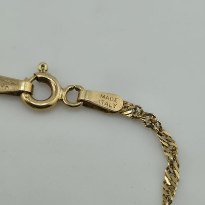 14K Yellow Gold Singapore Chain Bracelet  ITALY 1.8mm 7" Vintage