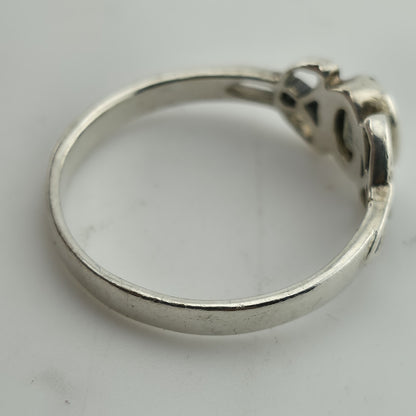 925 Sterling Silver Ring Celtic Trinity Knot Agate Blue Stone Size 8.75