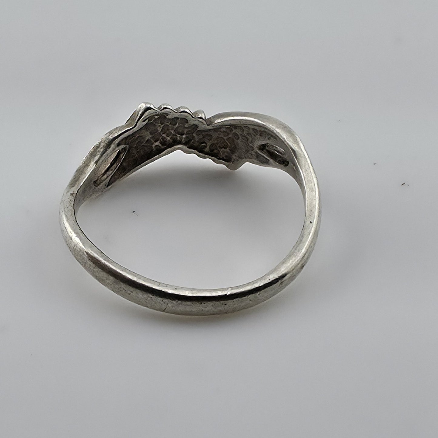Sterling Silver Double Fan Diamond Cut Curved Unique Band Ring Size 7 Vintage