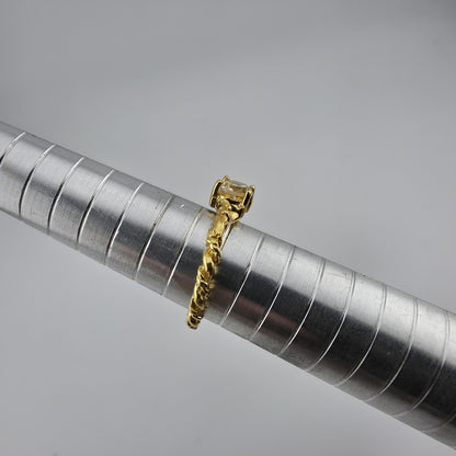 Natural Citrine Ring 925 Sterling Silver Size 6.5 Rope Twist Band Oval Gemstone