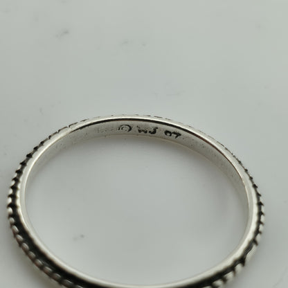 sterling Silver Ring 925 Art Deco Carved Dainty Stackable Minimalist 7.76