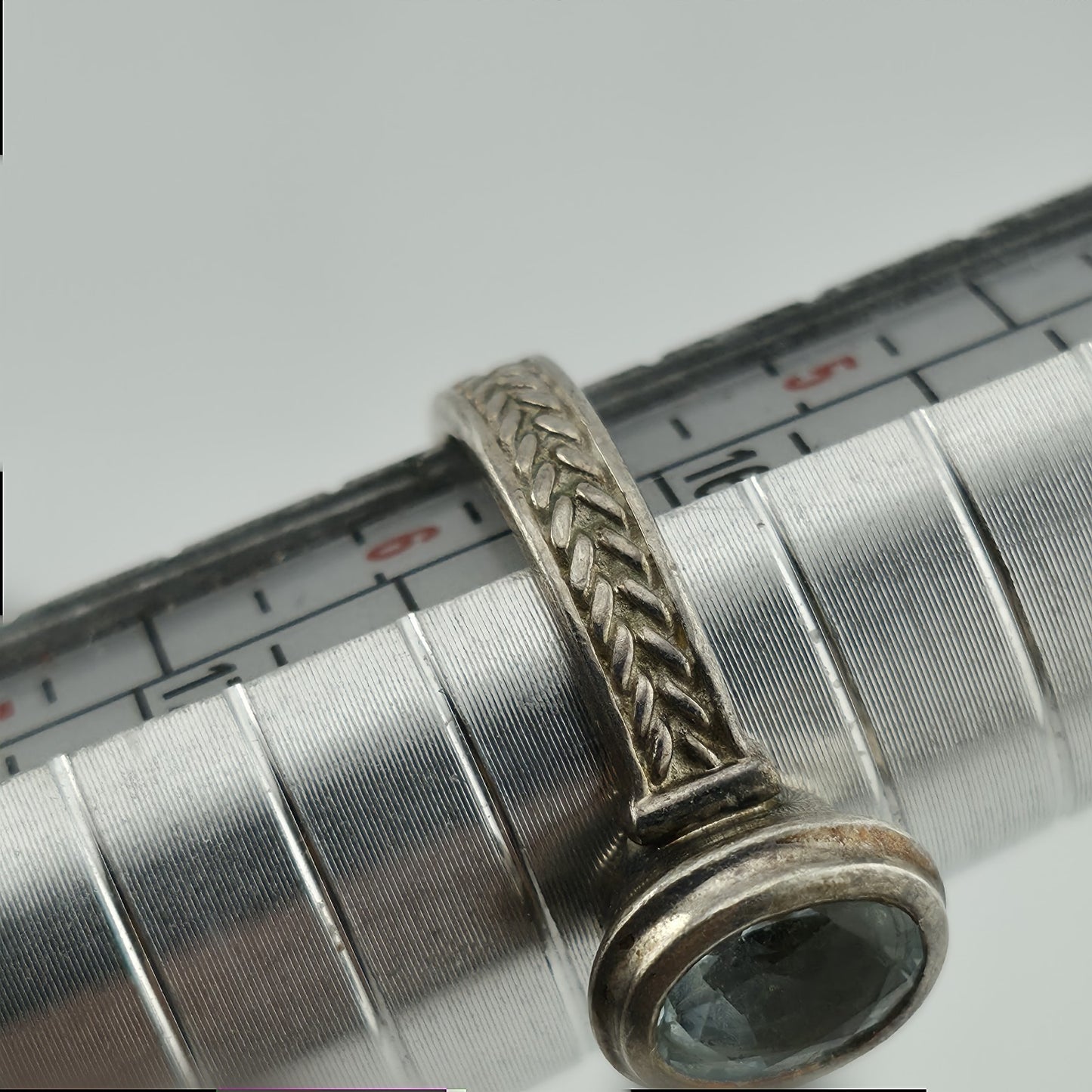 SeidenGang Ring Sterling Aquamarine Blue Stone Size 5.75 Patina