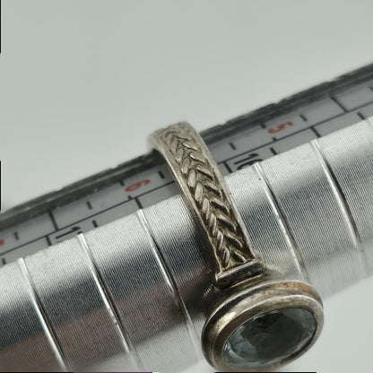 SeidenGang Ring Sterling Aquamarine Blue Stone Size 5.75 Patina