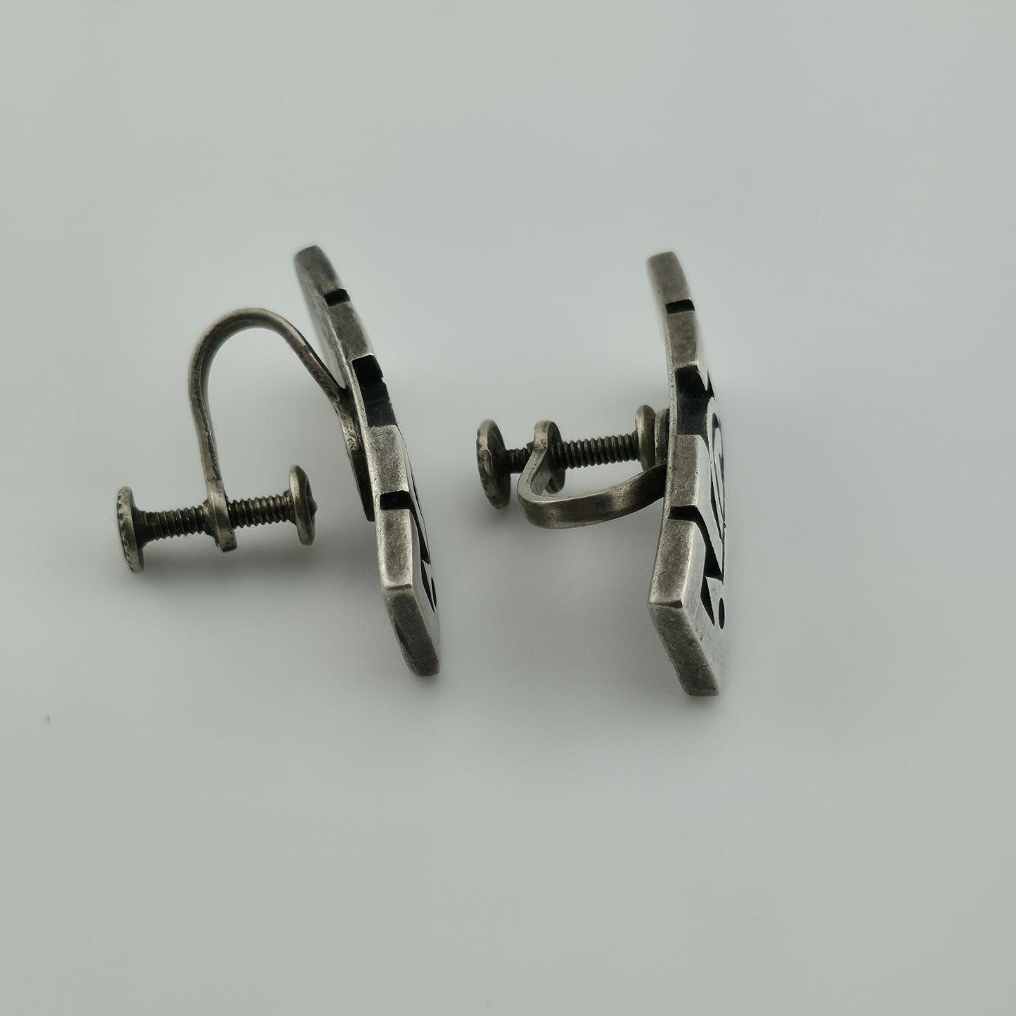 STERLING SILVER Earring ARTISAN MODERNIST Tribal Abstract Vintage Geometric